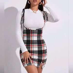 Shein black red dress